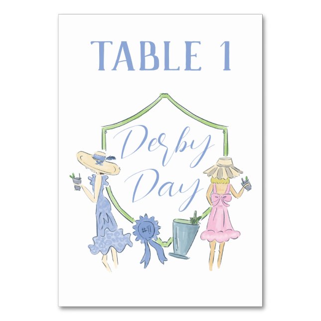 Kentucky Derby Party Table Number Card (Front)