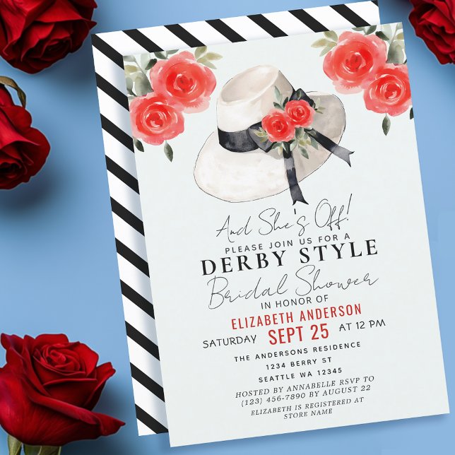 Kentucky Derby Style Big Hat Rose Bridal Shower Invitation (Creator Uploaded)
