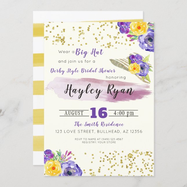 Kentucky Derby Style Bridal Shower Invitation (Front/Back)