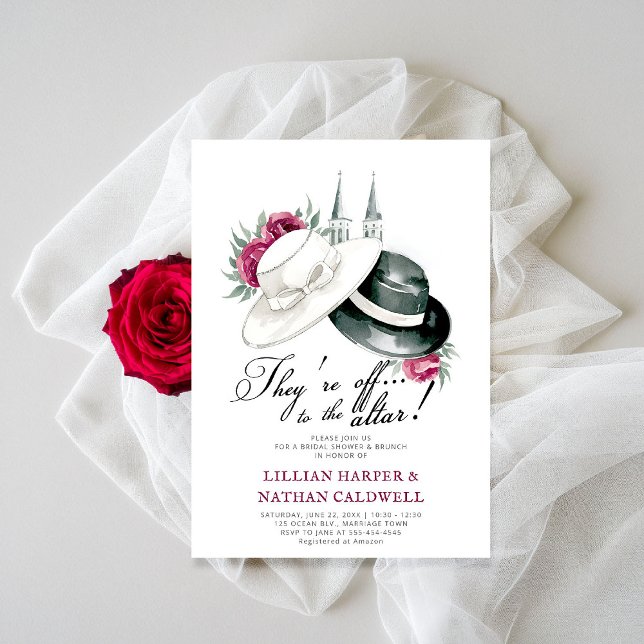 Kentucky Derby Wedding Bridal Shower Roses Elegant Invitation (kentucky derby bridal shower invitation red roses churchill spires horse racing theme elegant coed)