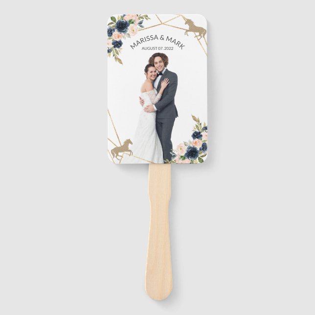 Kentucky Derby Wedding Program Fans with Photo (Front)