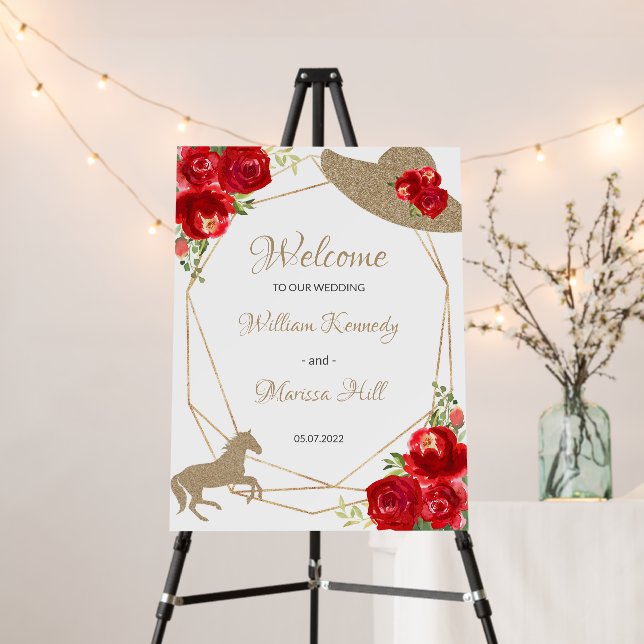 Kentucky Derby Wedding Welcome sign (In Situ (Stand))