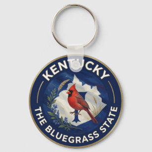 🐎 Kentucky Flag and Northern Cardinal Bluegrass Keychain