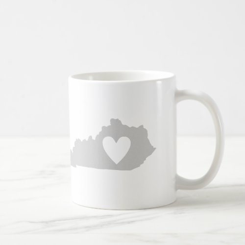 Kentucky Gray State Map Shape with Heart Coffee Mug
