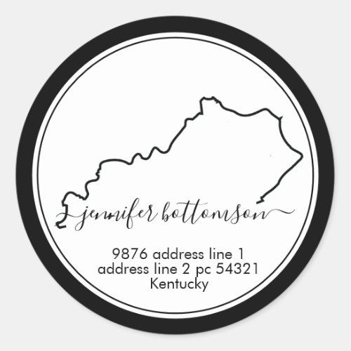 Kentucky home map return address Signature Classic Round Sticker