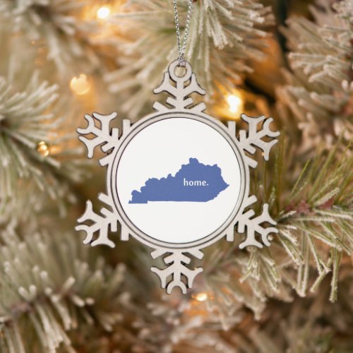 Kentucky home silhouette state map snowflake pewter christmas ornament