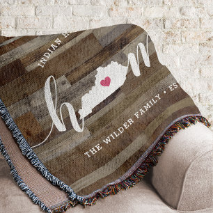 Kentucky Home State Personalized Wood Look Throw Blanket