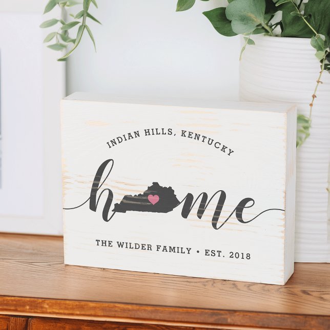 Kentucky Home State Rustic Family Name Wooden Box Sign (Creator Uploaded)
