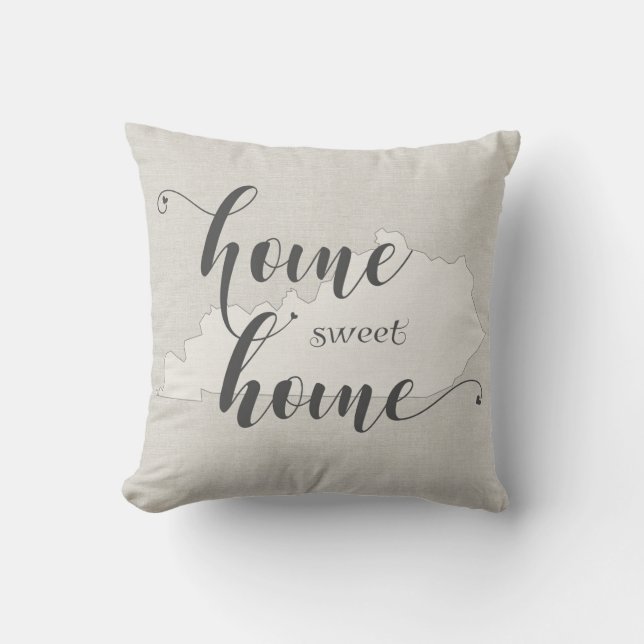 Kentucky - Home Sweet Home burlap-look Throw Pillow (Front)