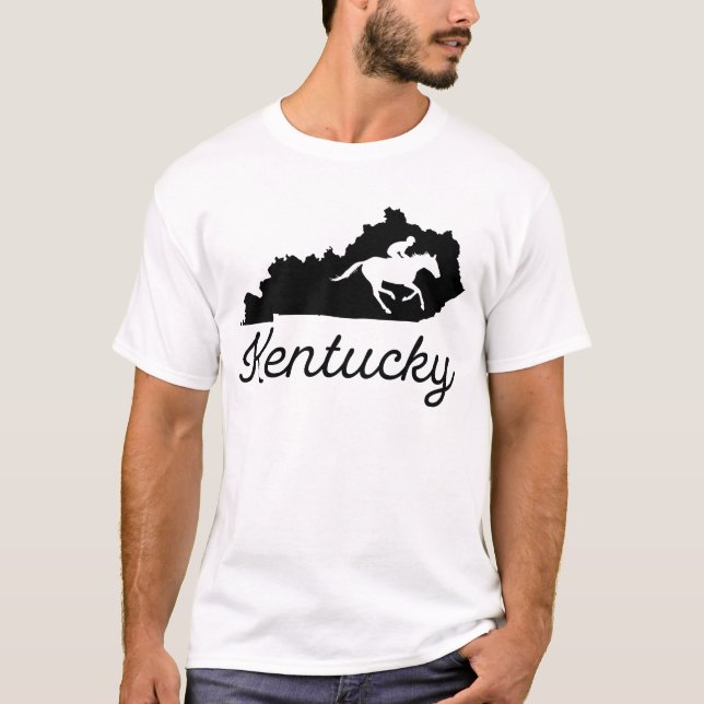 Kentucky Horse Map USA State T-Shirt (Front)
