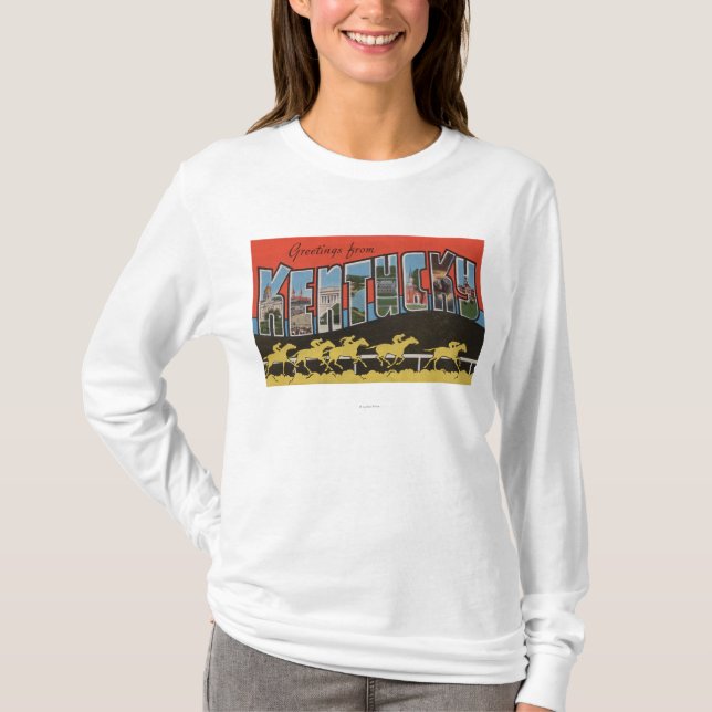 Kentucky (Horse Race Scene) - Large Letter Scene T-Shirt (Front)