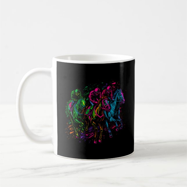 Kentucky Horse Racing Painting Derby Horse Jockey Coffee Mug (Left)