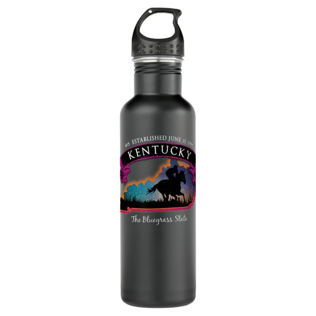 Kentucky Horse Racing Souvenir  Stainless Steel Water Bottle (Front)