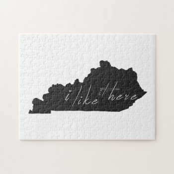 Kentucky I Like It Here State Silhouette Black Jigsaw Puzzle by PNGDesign at Zazzle