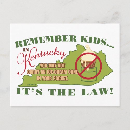 Kentucky Ice Cream Law Postcard