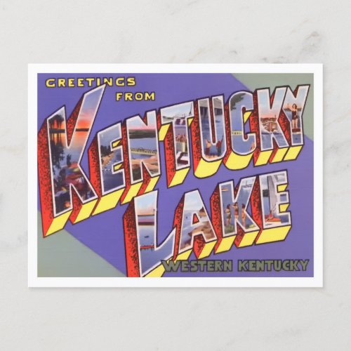 Kentucky Lake Vintage Big Letters Postcard