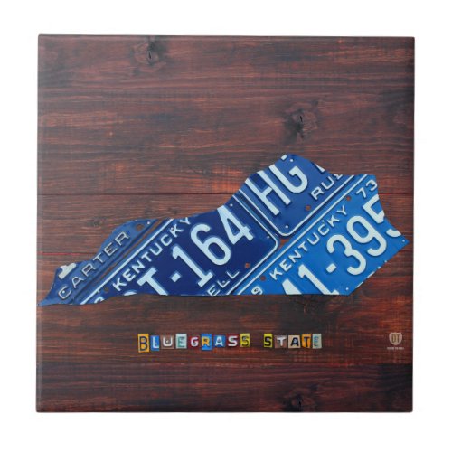 Kentucky License Plate Map Ceramic Tile