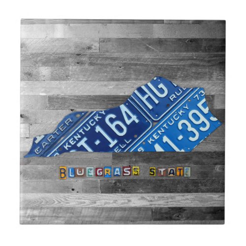 Kentucky License Plate Map Ceramic Tile