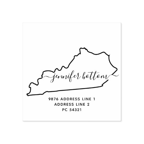 Kentucky map Family return address Rubber Stamp