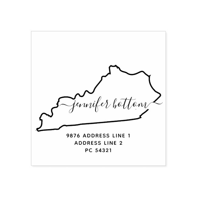 Kentucky map Family return address Rubber Stamp