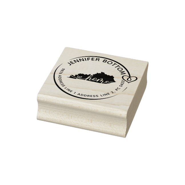 Kentucky Map Heart Wreath Rubber Stamp