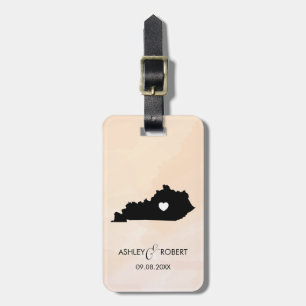 Kentucky Map Wedding Luggage Tag, Couple's Name Tag