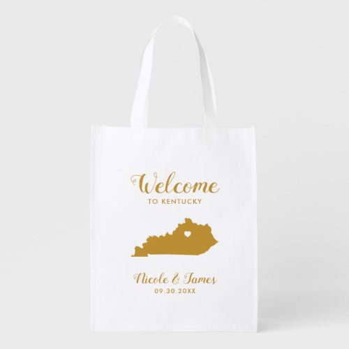 Kentucky Map Wedding Welcome Bag Gold Tote Bag
