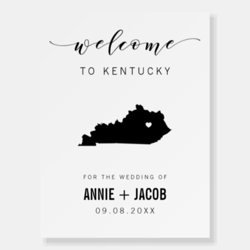 Kentucky Map Wedding Welcome Sign Foam Board