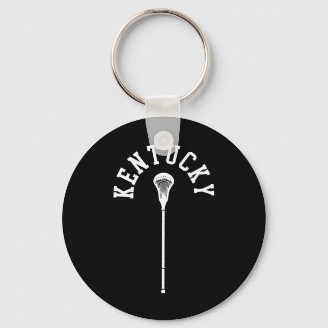 Kentucky Minimalist Vertical Lacrosse Stick Retro  Keychain (Front)