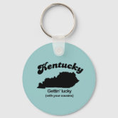 Louisville, KY Stylized Skyline, Custom Slogan Keychain, Zazzle