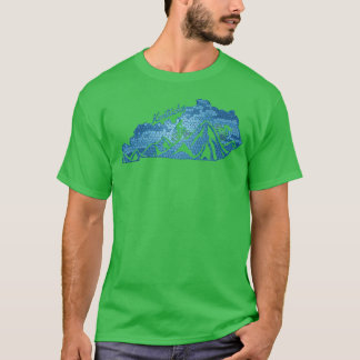 Kentucky Mountain Biking Blues State Outline Bike  T-Shirt