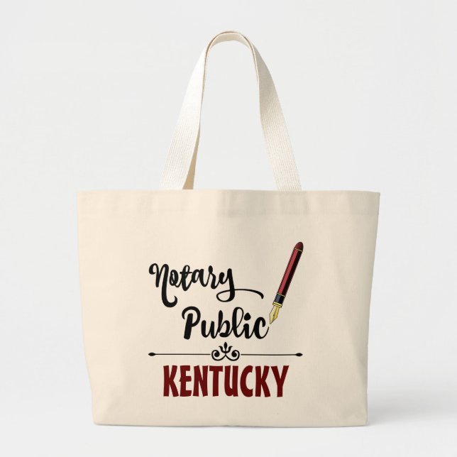 Kentucky Notary Public Ink Pen Large Tote Bag (Front)
