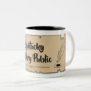 Kentucky Notary Public Scroll Feather Quill Two-Tone Coffee Mug