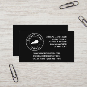 Kentucky Notary Public Services Business Card