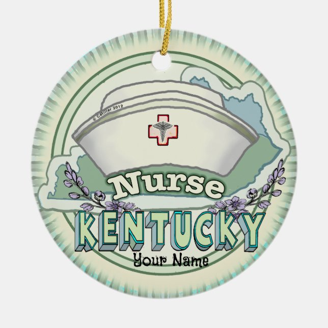 Kentucky Nurse Ceramic Ornament (Front)