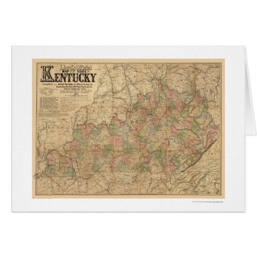 Kentucky Railroad Map 1863 Cards (Front Horizontal)