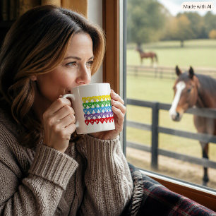 Kentucky Rainbow Heart Grid Design Coffee Mug