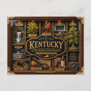 Kentucky Shadow Box 3D Figurine State Postcard