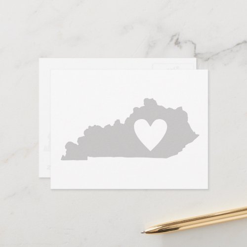 Kentucky Shaped Grey Kentuckian Heart Love Adore Postcard