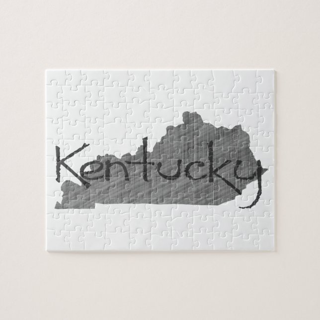 Kentucky Shaped Old Gray Chalkboard Name Black Jigsaw Puzzle (Horizontal)