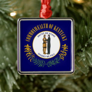 Kentucky State Flag: Bluegrass US Commonwealth Metal Ornament