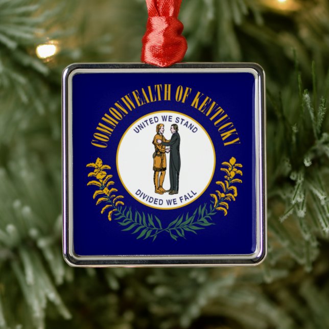 Kentucky State Flag: Bluegrass US Commonwealth Metal Ornament (Tree)