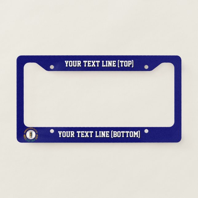 Kentucky State Flag Design on a Personalized License Plate Frame (Front)