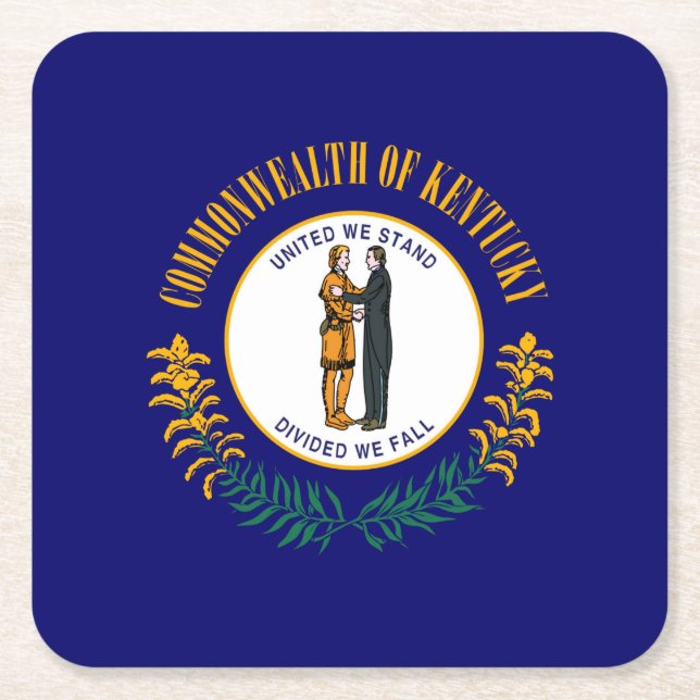 Kentucky State Flag Design Square Paper Coaster (Front)
