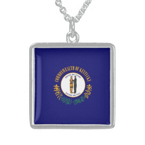 Kentucky State Flag Design Sterling Silver Necklace