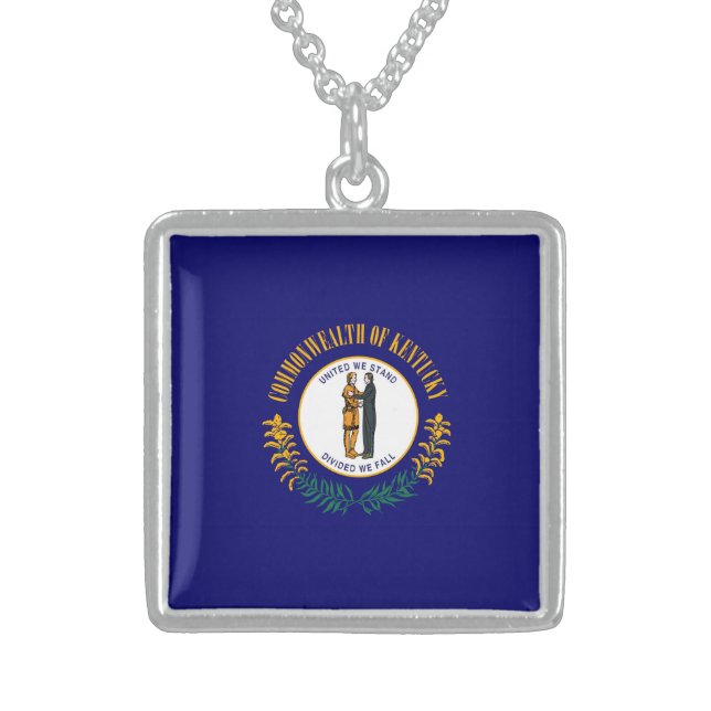 Kentucky State Flag Design Sterling Silver Necklace (Front)