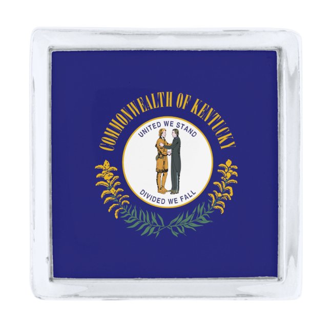 Kentucky State Flag Silver Finish Lapel Pin (Front)
