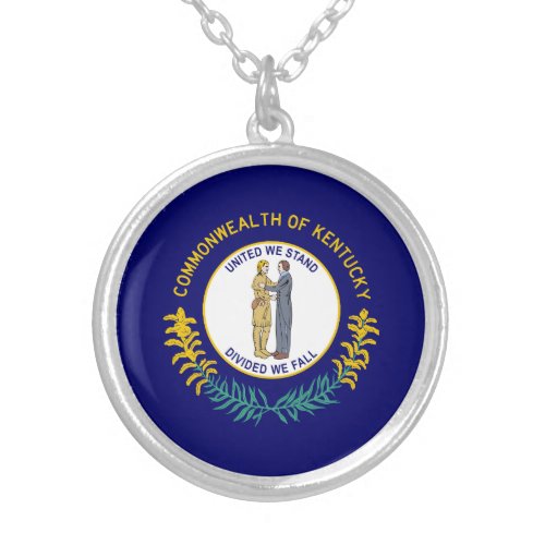 Kentucky State Flag Silver Plated Necklace