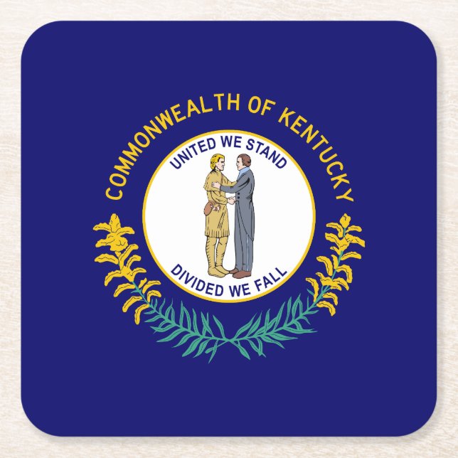 Kentucky State Flag Square Paper Coaster (Front)