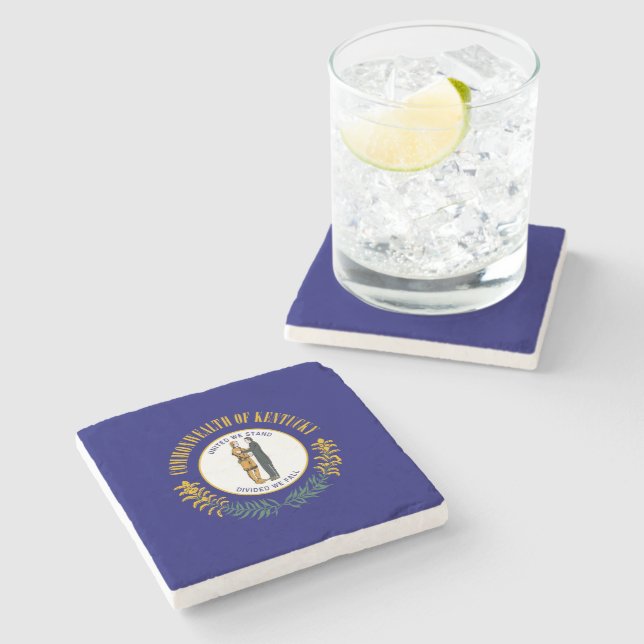Kentucky State Flag Stone Coaster (Side)